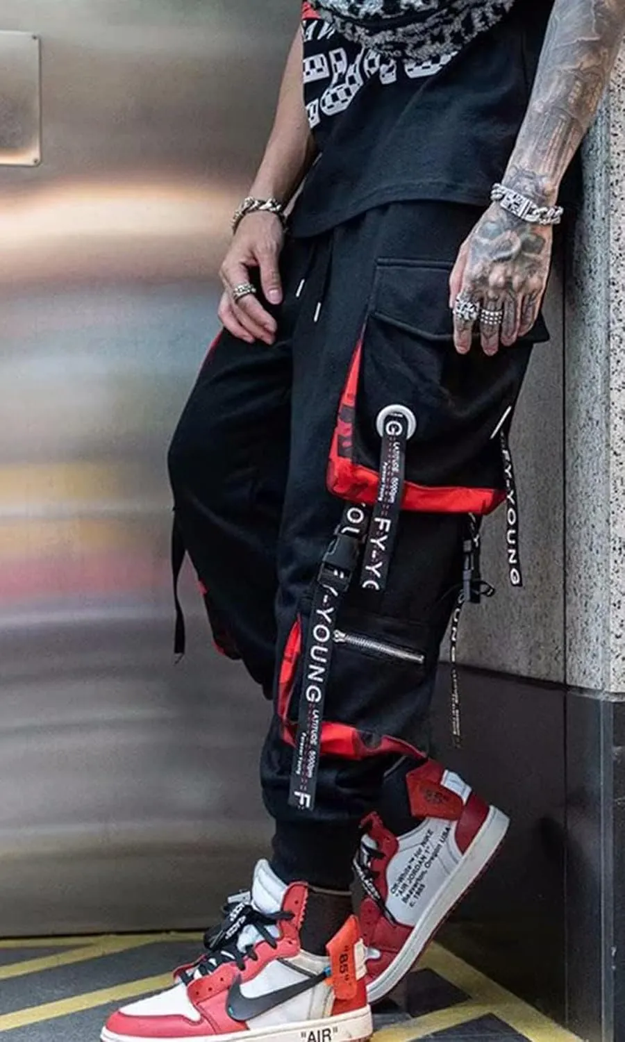 Men's Jogger Pants Techwear Hip Hop Harem Pants Streetwear Tactical Track Pants with Drawstring