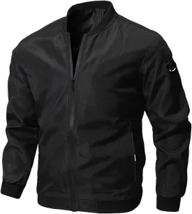 Men's Slim Fit Lightweight Softshell Flight Bomber Jacket Coat Spring Fall Zip Up Jacket Coats Windbreaker for Men