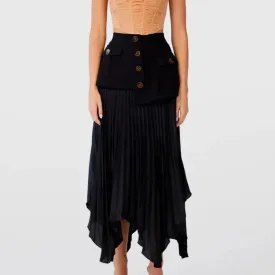 Minimalist Skirts For Women High Waist Patchwork Button Casual Irregular Hem Temperament Skirt Female Fashion