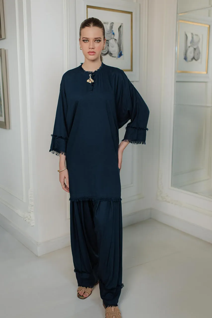 Misaal By Ayesha Somaya Linen Sets '24 - Aura Midnight Blue