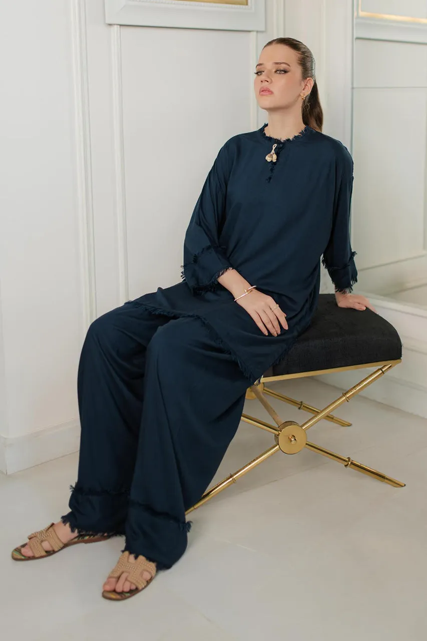 Misaal By Ayesha Somaya Linen Sets '24 - Aura Midnight Blue
