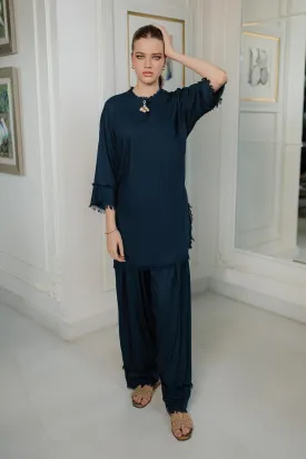Misaal By Ayesha Somaya Linen Sets '24 - Aura Midnight Blue