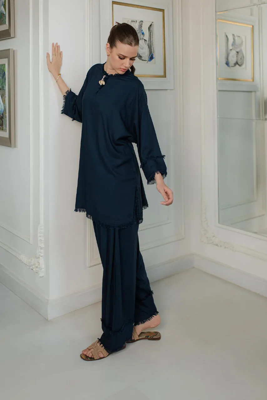 Misaal By Ayesha Somaya Linen Sets '24 - Aura Midnight Blue