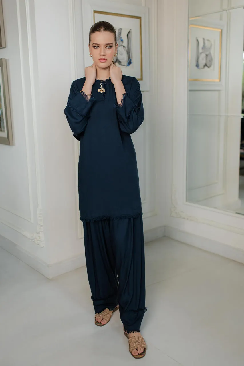 Misaal By Ayesha Somaya Linen Sets '24 - Aura Midnight Blue
