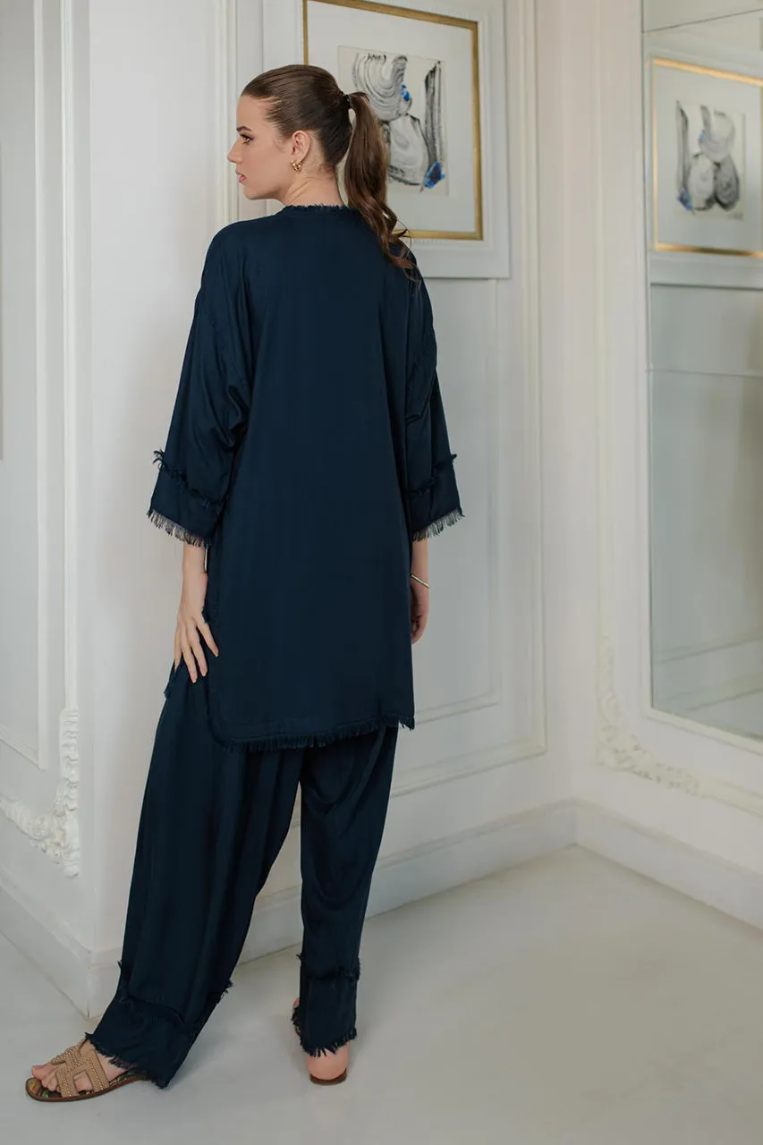 Misaal By Ayesha Somaya Linen Sets '24 - Aura Midnight Blue