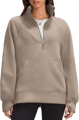 OFEEFAN Quarter Zip Sweatshirts For Women Pullover Oversized Hoodies Sweaters Fall Outfits Winter Clothes Thumb Hole 2024