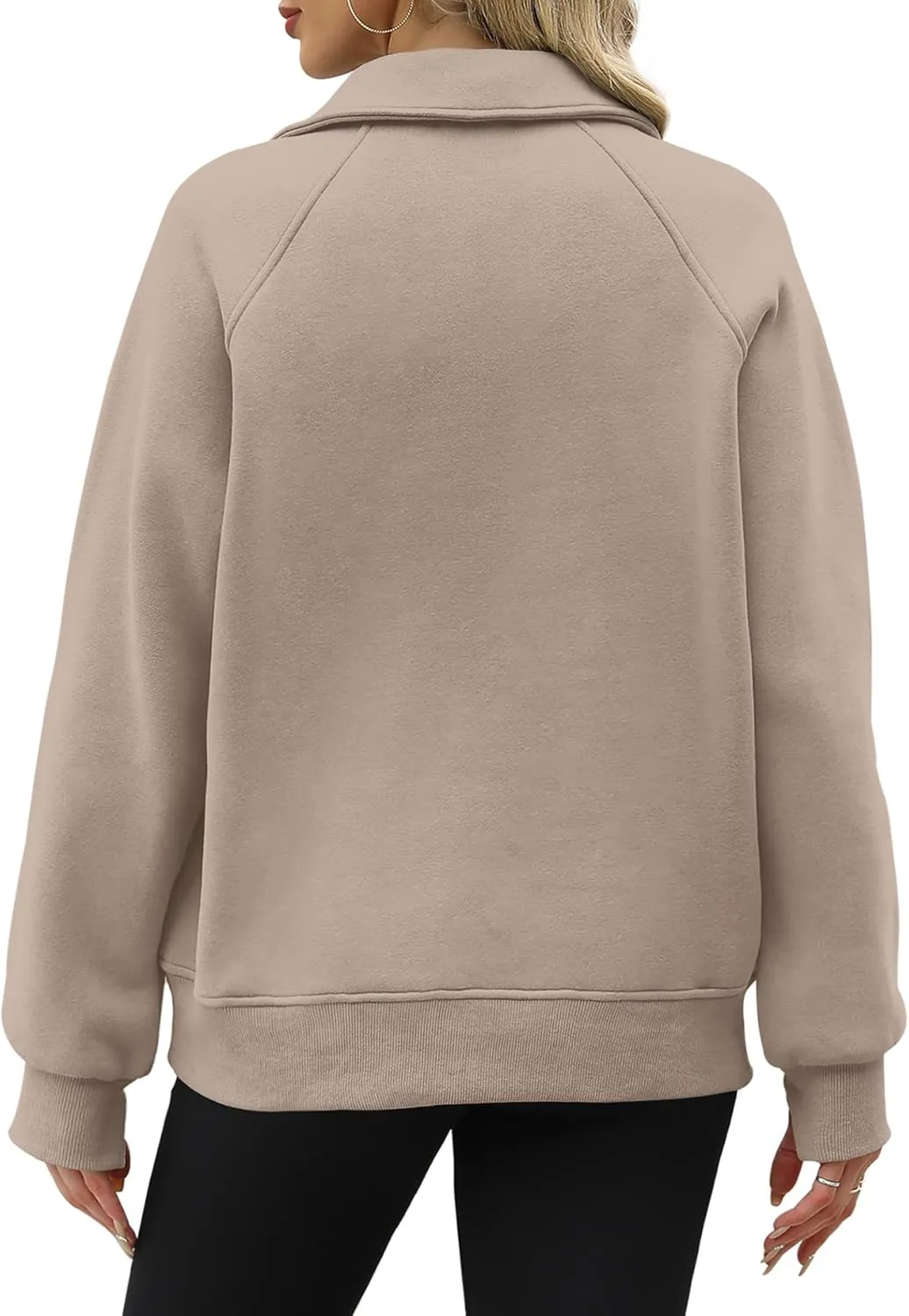 OFEEFAN Quarter Zip Sweatshirts For Women Pullover Oversized Hoodies Sweaters Fall Outfits Winter Clothes Thumb Hole 2024