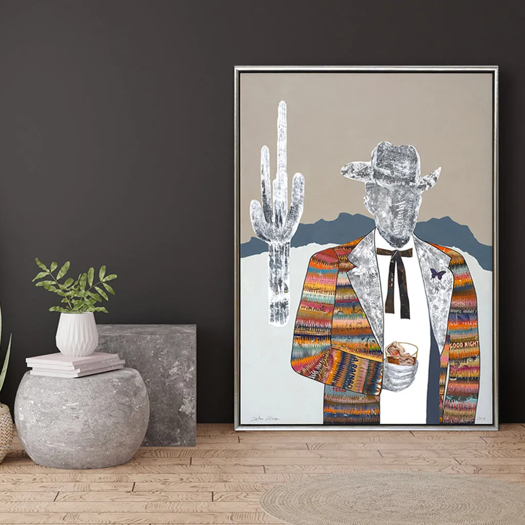 QUILTED WRANGLER (COWBOY) canvas print with float frame