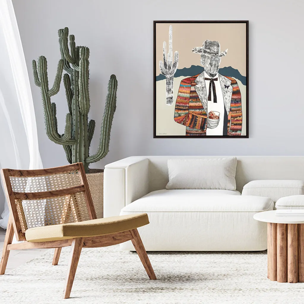QUILTED WRANGLER (COWBOY) canvas print with float frame
