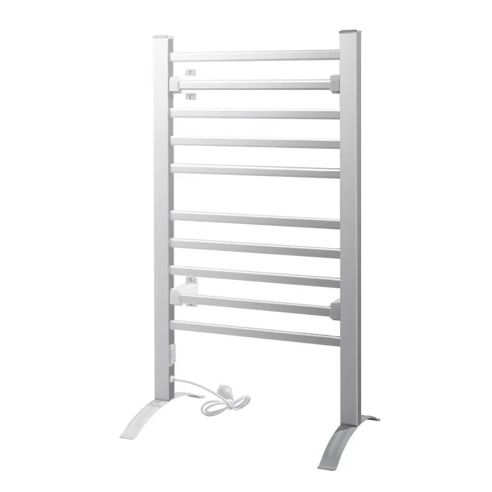 Rapid Heat 10-Bar Heated Towel Rail, Wall-Mounted/Freestanding - Devanti