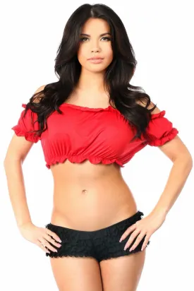 Red Short Sleeve Peasant Top