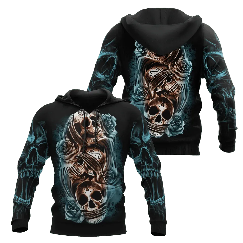 Rose Skull Smoke Hoodie, 3D Full Printed Hoodie With Skull Rose, Skull Hoodies