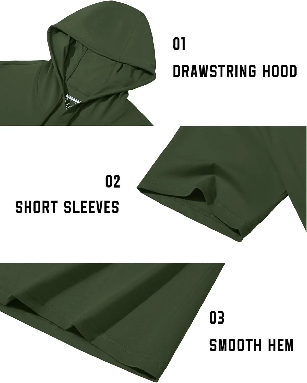 TACVASEN Short Sleeve Hoodies for Men Cotton Hoodies Summer Sweatshirt Lightweight Breathable Workout Shirts Pullover
