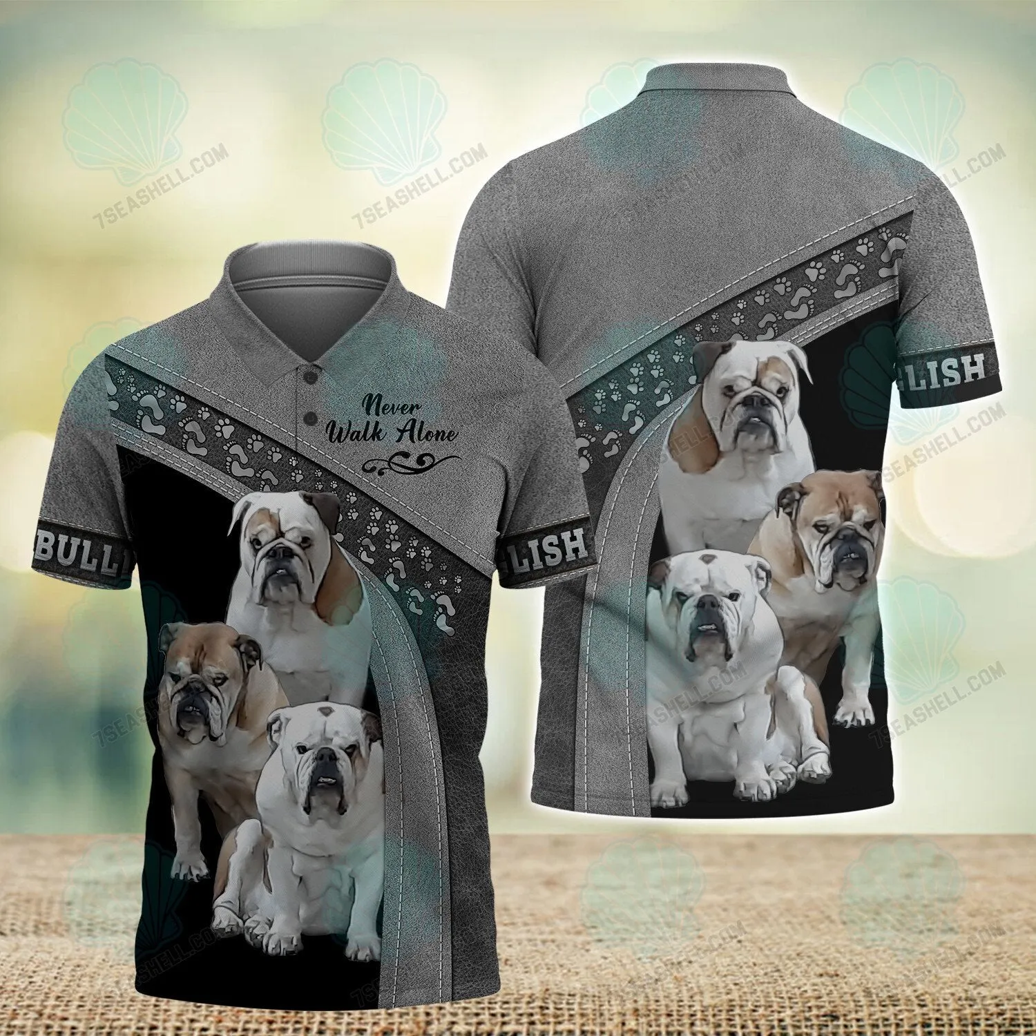 Three English Bulldog Love Never Walk Alone 3D Full Print Shirts, Christmas Dog Memorial Gifts for loss of Dog