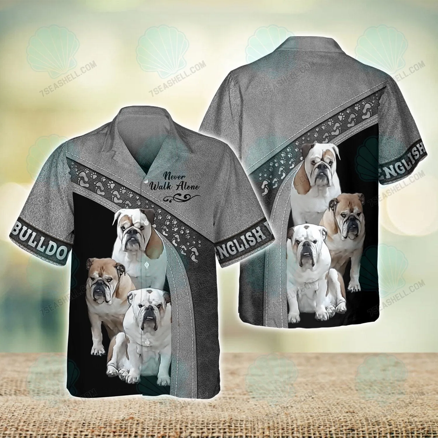 Three English Bulldog Love Never Walk Alone 3D Full Print Shirts, Christmas Dog Memorial Gifts for loss of Dog