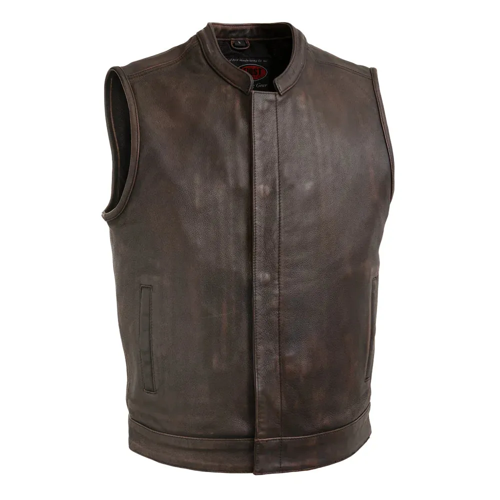 Top Rocker Copper Men's Motorcycle Leather Vest