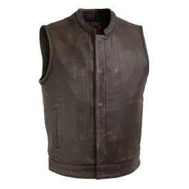 Top Rocker Copper Men's Motorcycle Leather Vest