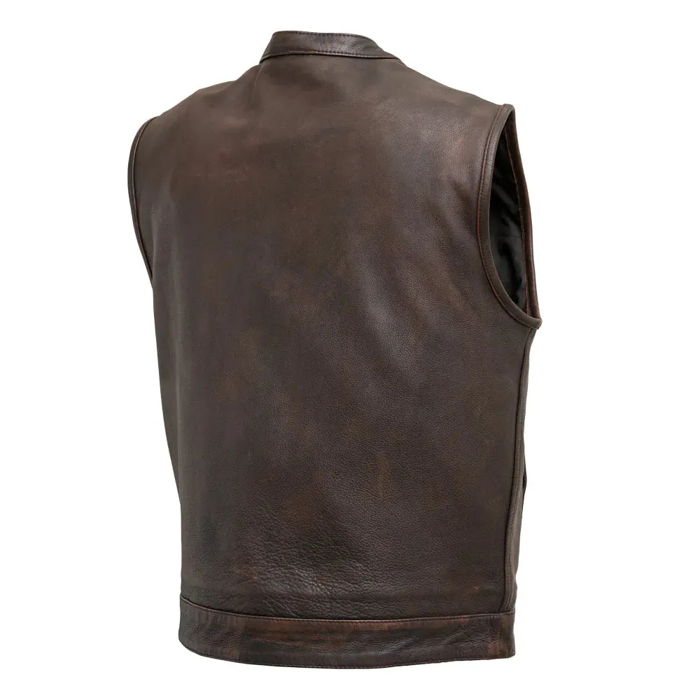 Top Rocker Copper Men's Motorcycle Leather Vest