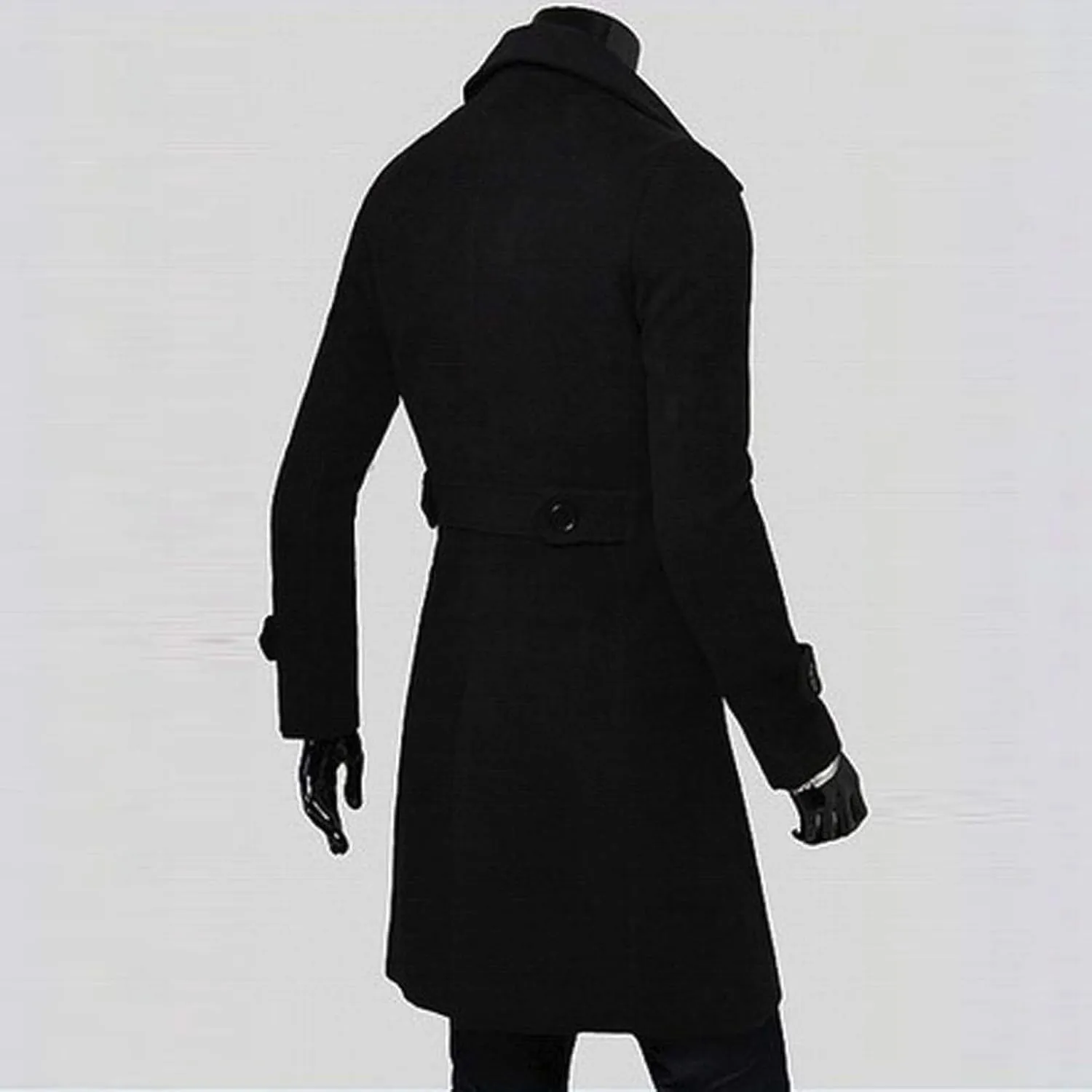 Trench Coats for Men,Slim Wool Blend Overcoat Lapel Double Breasted Full Length Windbreaker Business Long Pea Coat