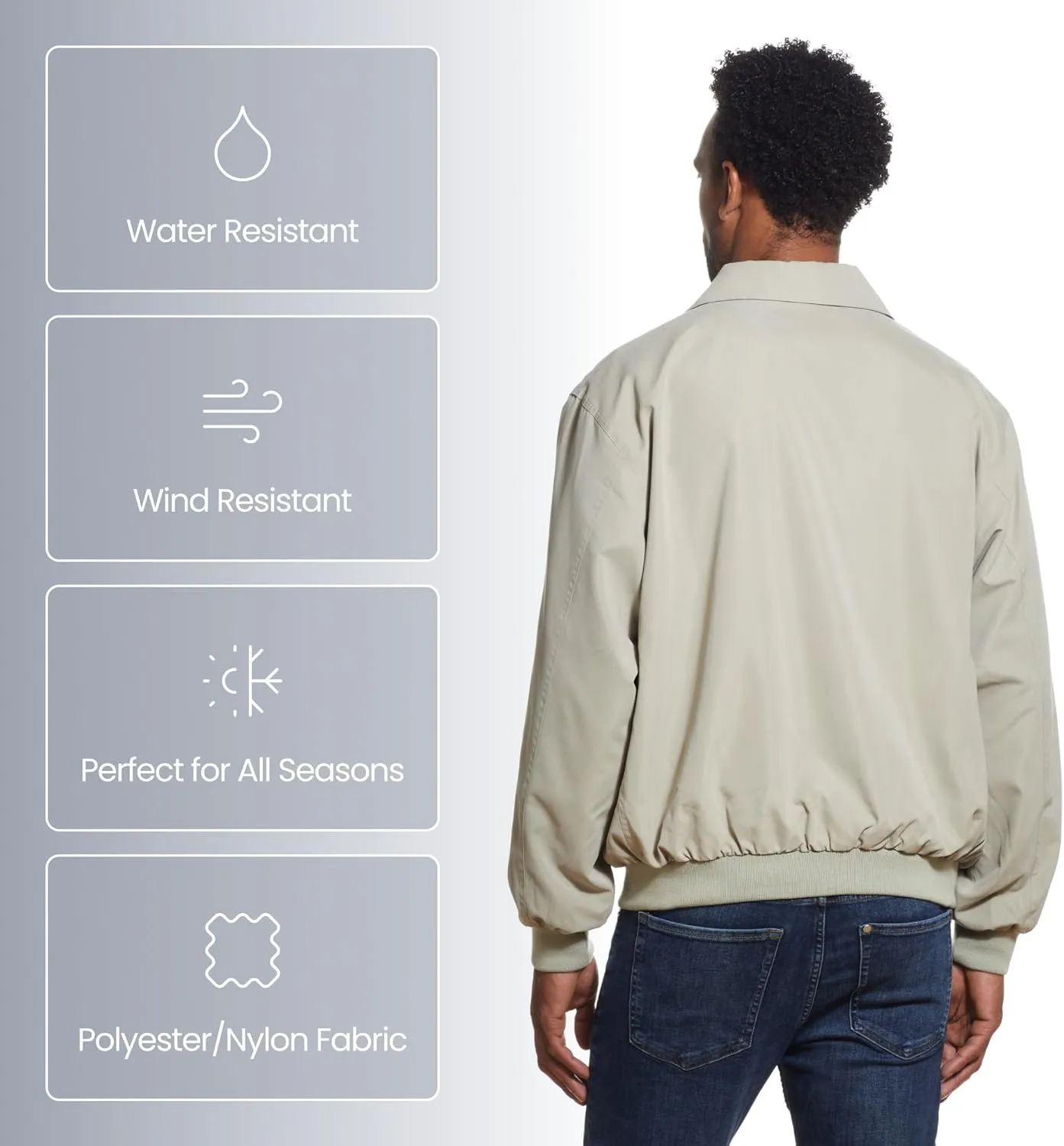 Weatherproof Men's Golf Jacket - Lightweight Windbreaker, Water-Resistant Microfiber Shell, Perfect for Golf & Casual Wear
