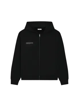 Wide Fit Zipped Hoodie—black