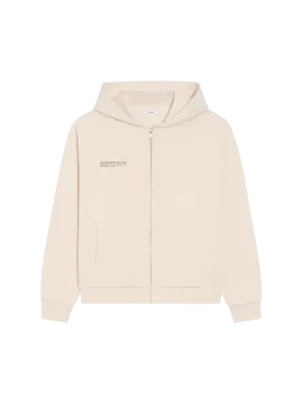 Wide Fit Zipped Hoodie—sand