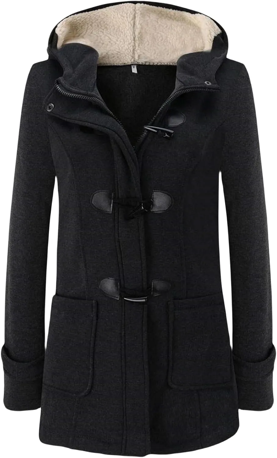 Winter Coats for Women 2024 Fashion Zipper Hooded Jacket Warm Lightweight Fleece Plush Comfy Wool Coats with Pockets