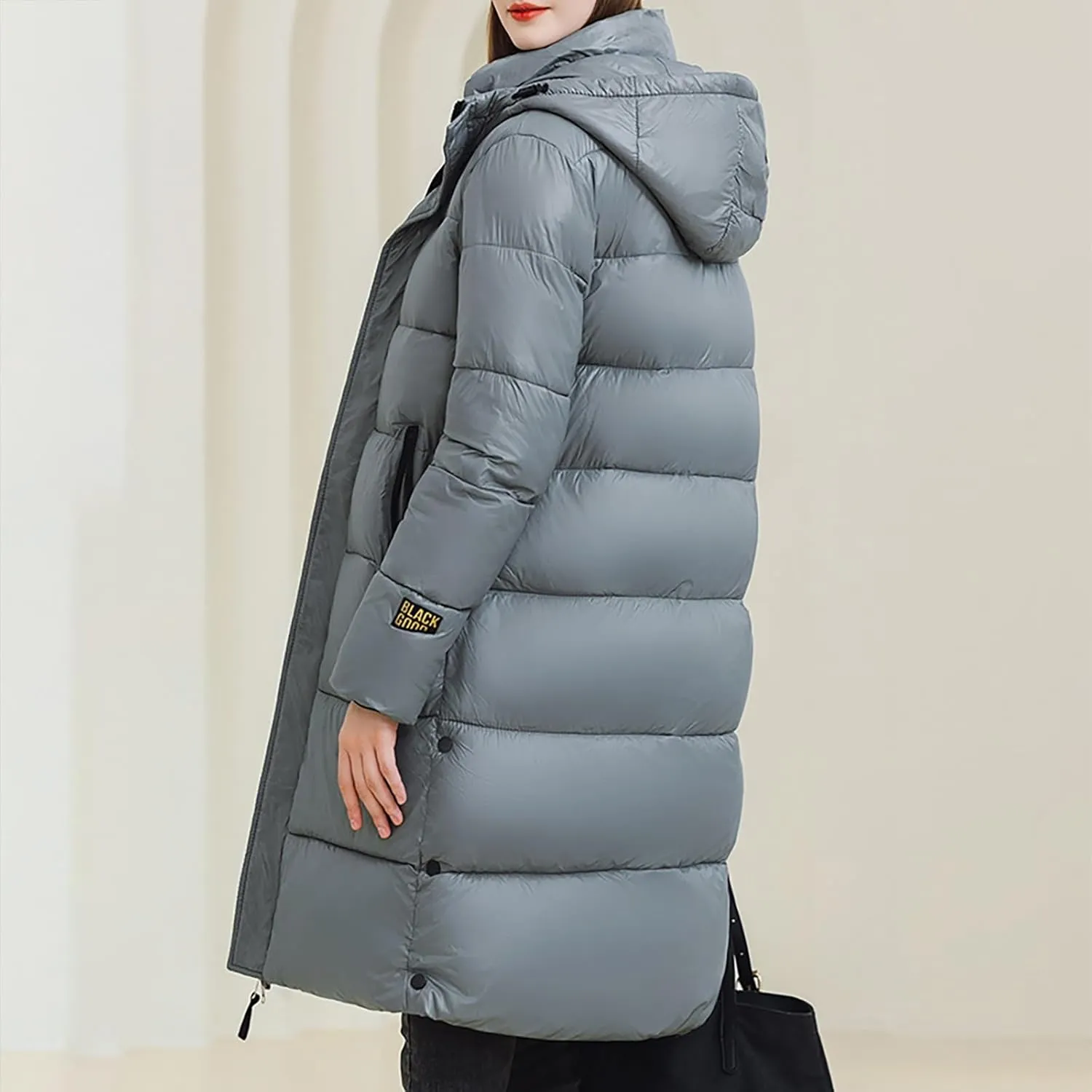 Women Long Puffer Jackets Winter Warm Quilted Hooded Coat Maxi Down Padded Coat Trendy Thicken Outerwear Overcoats