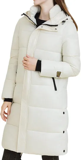 Women Long Puffer Jackets Winter Warm Quilted Hooded Coat Maxi Down Padded Coat Trendy Thicken Outerwear Overcoats