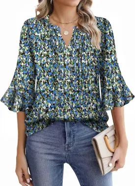 Womens 3/4 Sleeve Tops Shirts for Women Spring Fashion Clothes Trendy Summer Blouses S-XXL