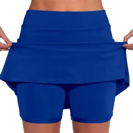 Womens Golf Pleated Tennis Skirts Solid Color Style Soft Culottes Skinny Mid Waisted Athletic Sport Short Skirts