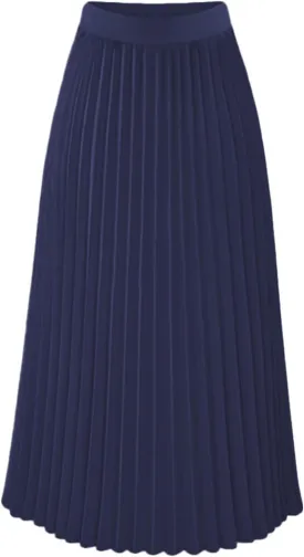 Womens High Elastic Waist Pleated Chiffon Skirt Midi Swing A-line Skirt Dressy Plain Solid Color Elegant Long Skirts