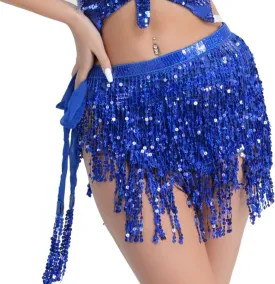 Women's Sexy Wrap Hip Scarf Sequined Tassel Waist Scarf Adult Female Belly Dance Dress Bandage Waist Chain Skirt